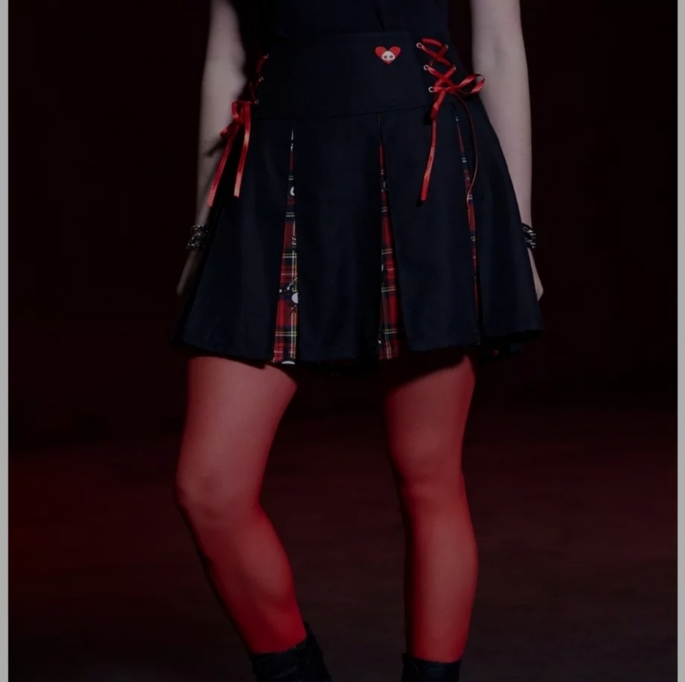 Skelanimals Plaid Pleated Skirt